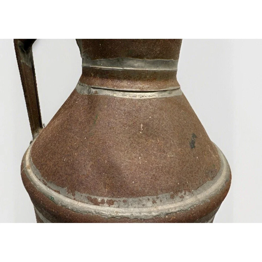 Antique early 1900’s metal milk can original wooden stopper farmhouse rustic 17”
